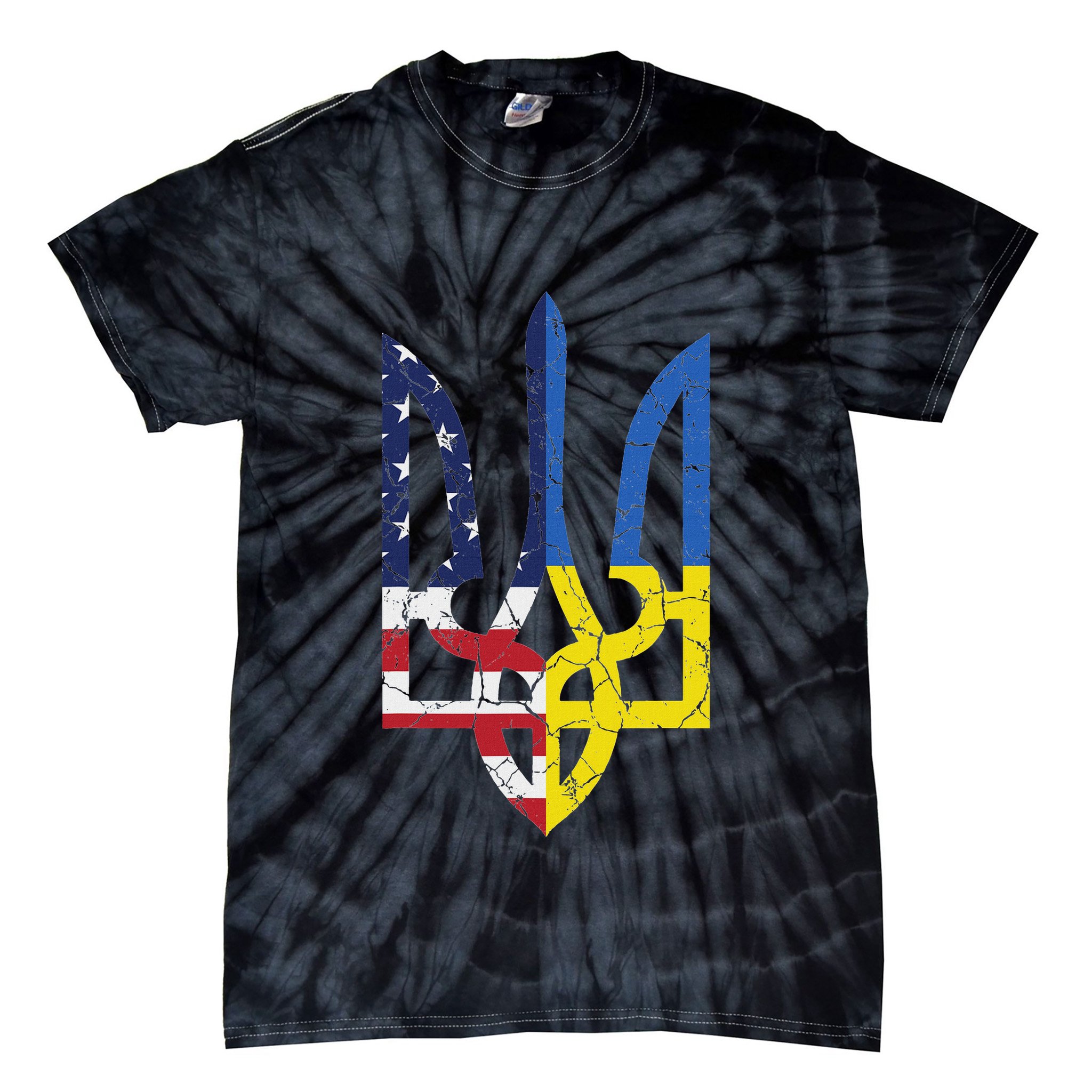 Ukrainian American Flag Symbol Love Support Us Ukraine Gift Tie-Dye T-Shirt