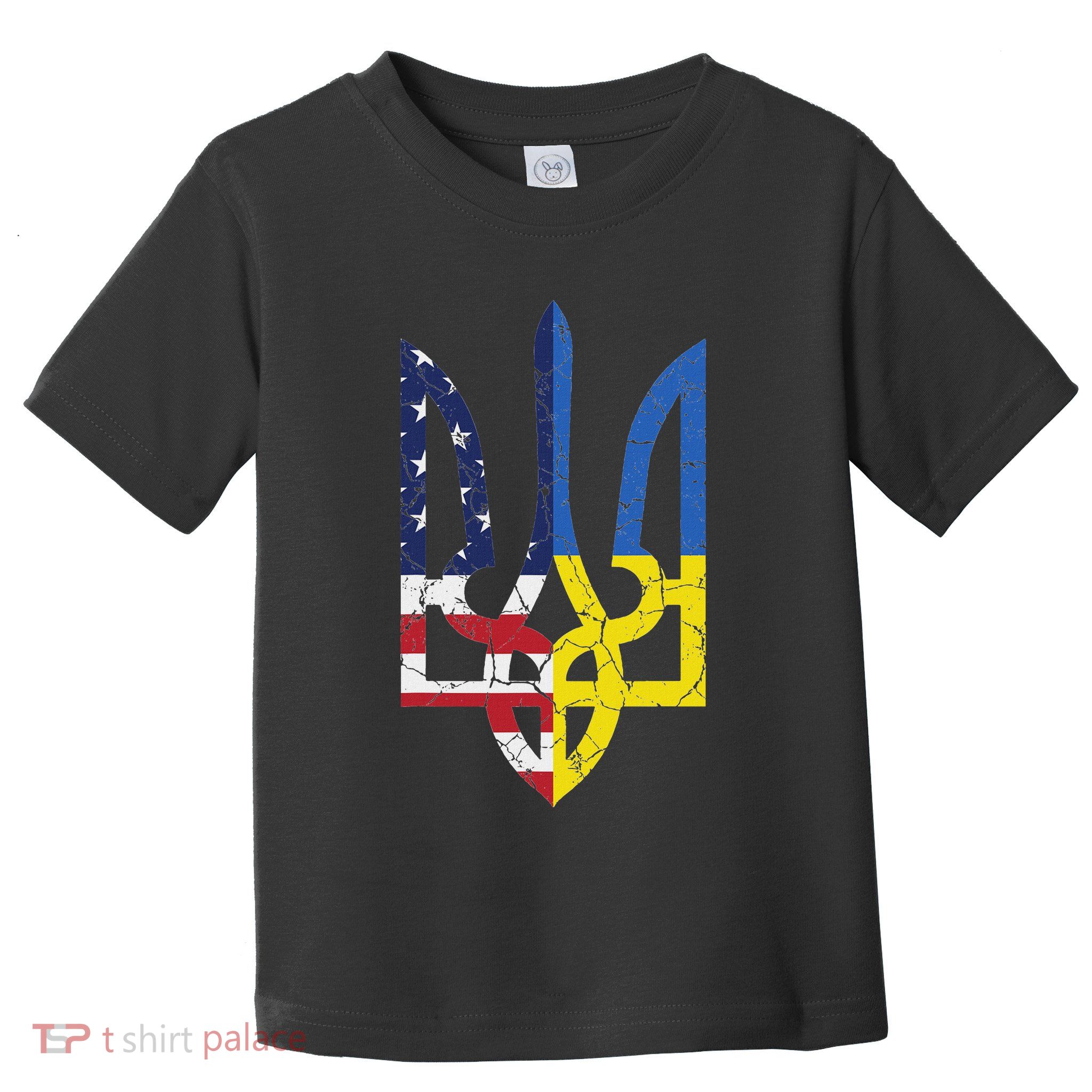 Ukrainian American Flag Symbol Love Support Us Ukraine Gift Toddler T-Shirt
