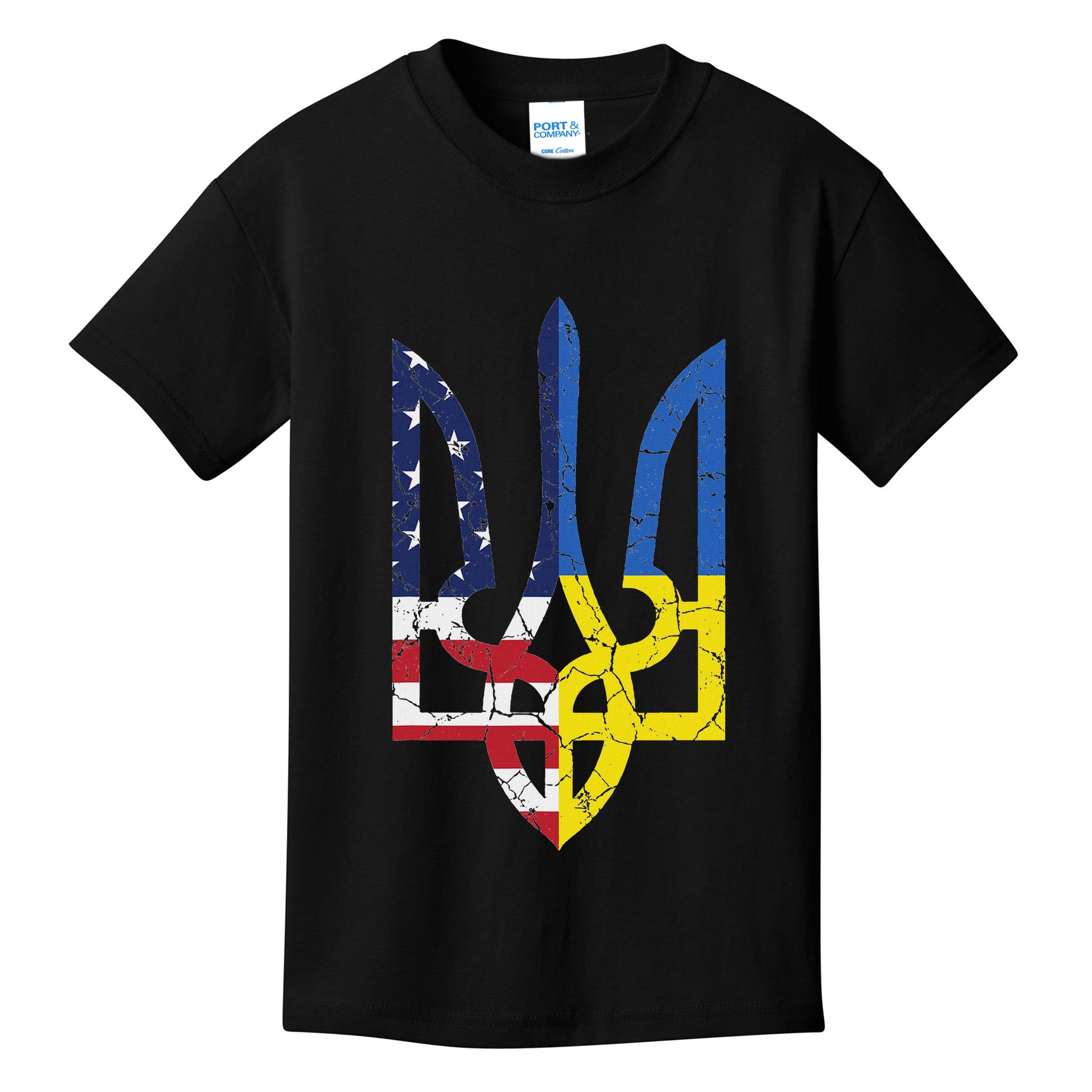Ukrainian American Flag Symbol Love Support Us Ukraine Gift Kids T-Shirt
