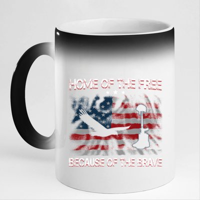 Usa American Flag Home Of The Free Because Of The Brave Gift 11oz Black Color Changing Mug