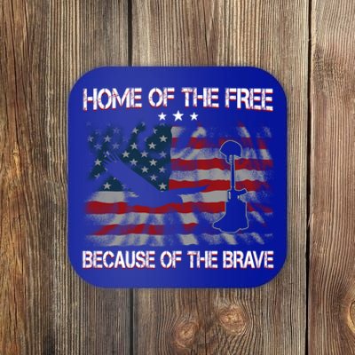 Usa American Flag Home Of The Free Because Of The Brave Gift Coaster