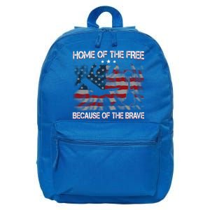 Usa American Flag Home Of The Free Because Of The Brave Gift 16 in Basic Backpack