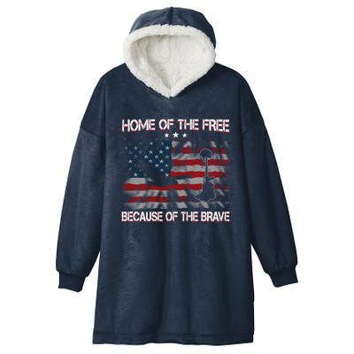 Usa American Flag Home Of The Free Because Of The Brave Gift Hooded Wearable Blanket