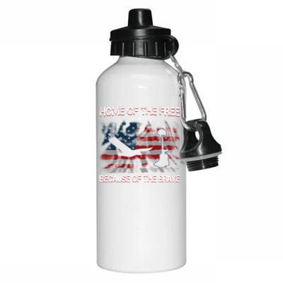 Usa American Flag Home Of The Free Because Of The Brave Gift Aluminum Water Bottle