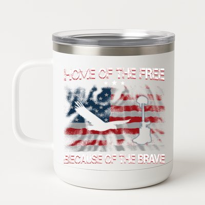 Usa American Flag Home Of The Free Because Of The Brave Gift 12 oz Stainless Steel Tumbler Cup