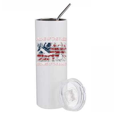 Usa American Flag Home Of The Free Because Of The Brave Gift Stainless Steel Tumbler