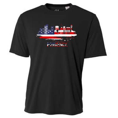 Usa American Flag Cityscape Phoenix Arizona Skyline Cooling Performance Crew T-Shirt