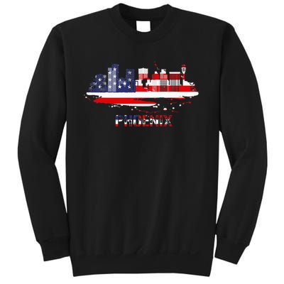 Usa American Flag Cityscape Phoenix Arizona Skyline Sweatshirt