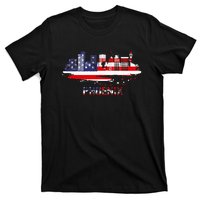 Usa American Flag Cityscape Phoenix Arizona Skyline T-Shirt