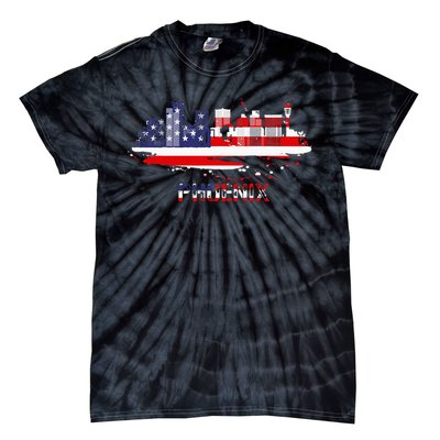 Usa American Flag Cityscape Phoenix Arizona Skyline Tie-Dye T-Shirt