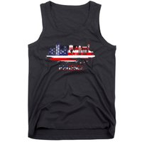 Usa American Flag Cityscape Phoenix Arizona Skyline Tank Top