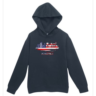 Usa American Flag Cityscape Phoenix Arizona Skyline Urban Pullover Hoodie