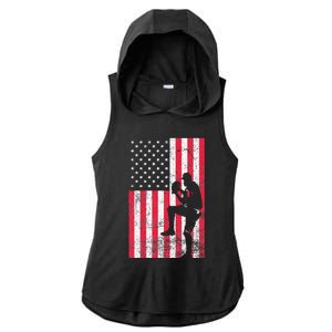 USA American Flag Baseball Red White Blue 4th of July Ladies PosiCharge Tri-Blend Wicking Draft Hoodie Tank