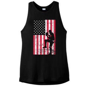 USA American Flag Baseball Red White Blue 4th of July Ladies PosiCharge Tri-Blend Wicking Tank