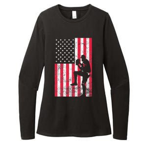 USA American Flag Baseball Red White Blue 4th of July Womens CVC Long Sleeve Shirt