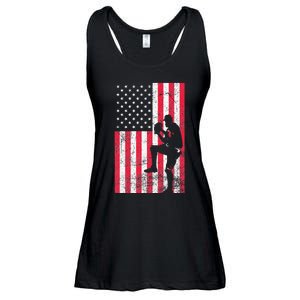 USA American Flag Baseball Red White Blue 4th of July Ladies Essential Flowy Tank