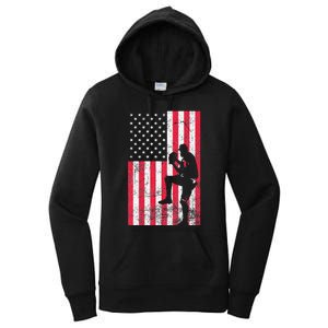 USA American Flag Baseball Red White Blue 4th of July Women's Pullover Hoodie