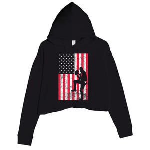 USA American Flag Baseball Red White Blue 4th of July Crop Fleece Hoodie