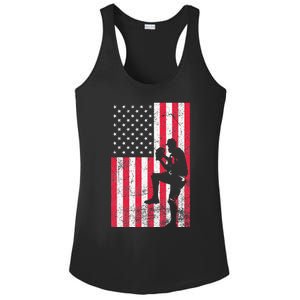 USA American Flag Baseball Red White Blue 4th of July Ladies PosiCharge Competitor Racerback Tank