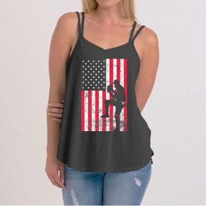 USA American Flag Baseball Red White Blue 4th of July Women's Strappy Tank