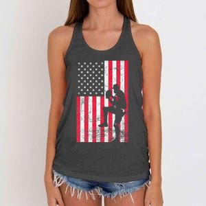 USA American Flag Baseball Red White Blue 4th of July Women's Knotted Racerback Tank