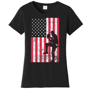 USA American Flag Baseball Red White Blue 4th of July Women's T-Shirt