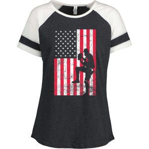 USA American Flag Baseball Red White Blue 4th of July Enza Ladies Jersey Colorblock Tee