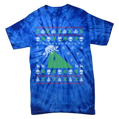 Ufo Alien Funny Reindeer Ugly Christmas Sweater Great Gift Tie-Dye T-Shirt