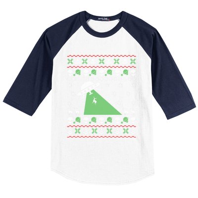 Ufo Alien Funny Reindeer Ugly Christmas Sweater Great Gift Baseball Sleeve Shirt