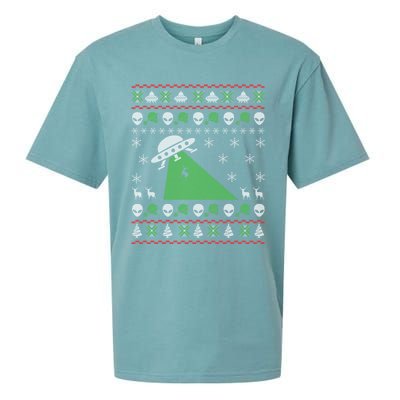 Ufo Alien Funny Reindeer Ugly Christmas Sweater Great Gift Sueded Cloud Jersey T-Shirt