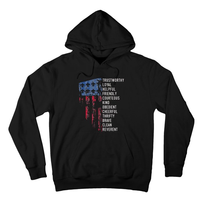 Us America Flag Vintage Scouting Law Hoodie