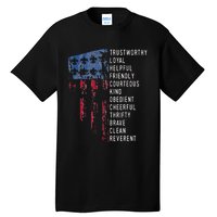 Us America Flag Vintage Scouting Law Tall T-Shirt