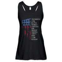 Us America Flag Vintage Scouting Law Ladies Essential Flowy Tank