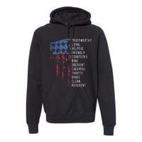 Us America Flag Vintage Scouting Law Premium Hoodie