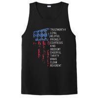 Us America Flag Vintage Scouting Law PosiCharge Competitor Tank