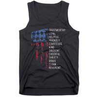 Us America Flag Vintage Scouting Law Tank Top