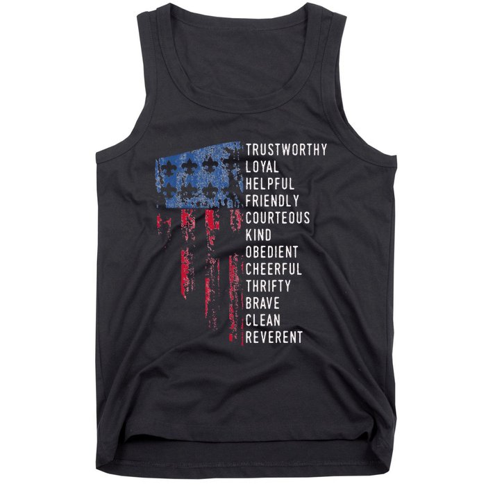 Us America Flag Vintage Scouting Law Tank Top