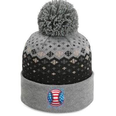 USA American Flag Firework Baseball The Baniff Cuffed Pom Beanie