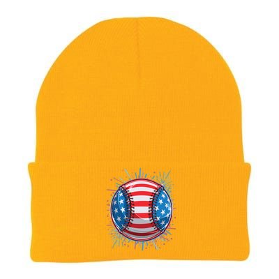 USA American Flag Firework Baseball Knit Cap Winter Beanie