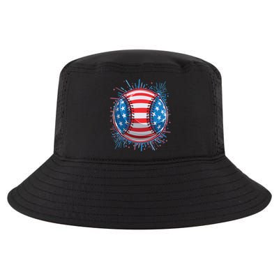 USA American Flag Firework Baseball Cool Comfort Performance Bucket Hat