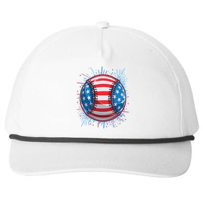 USA American Flag Firework Baseball Snapback Five-Panel Rope Hat