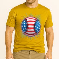 USA American Flag Firework Baseball Cooling Performance Crew T-Shirt