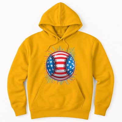 USA American Flag Firework Baseball Hoodie