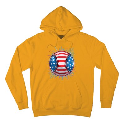 USA American Flag Firework Baseball Hoodie