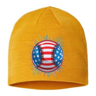 USA American Flag Firework Baseball Sustainable Beanie