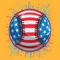 USA American Flag Firework Baseball Baby Bodysuit