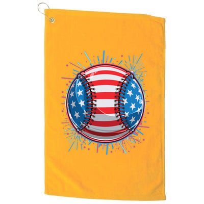 USA American Flag Firework Baseball Platinum Collection Golf Towel