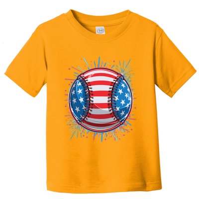USA American Flag Firework Baseball Toddler T-Shirt