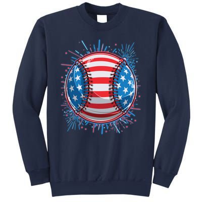 USA American Flag Firework Baseball Sweatshirt