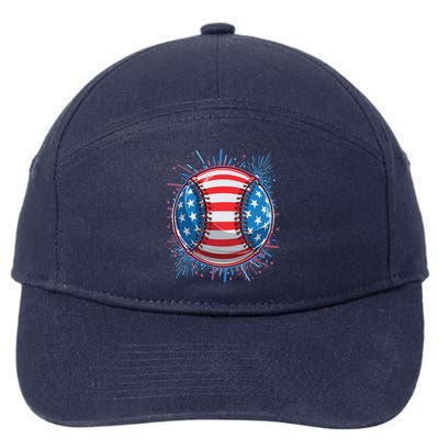 USA American Flag Firework Baseball 7-Panel Snapback Hat